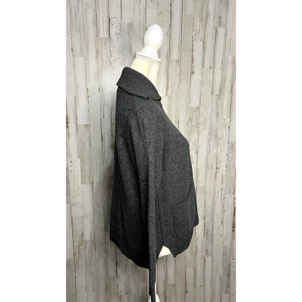 Madewell Women's XS Gray Ribbed Knit 1/4‎ Zip High Neck Sweater - Picture 4 of 7